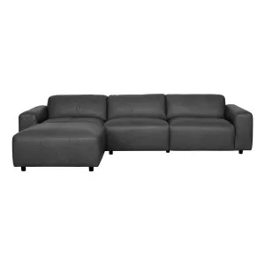 Harry 4.5 Seater Sofa + Ottoman in Urbane Leather Black by OZ Design, a Sofas for sale on Style Sourcebook