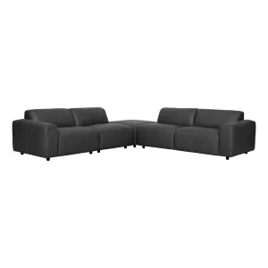 Harry 6 Seater Modular Sofa + Ottoman in Urbane Leather Black by OZ Design, a Sofas for sale on Style Sourcebook