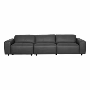 Harry 4.5 Seater Sofa in Urbane Leather Black by OZ Design, a Sofas for sale on Style Sourcebook