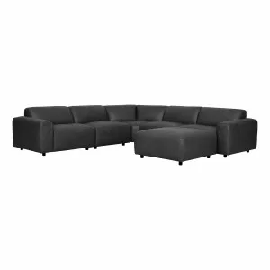 Harry 7 Seater Modular Sofa + Ottoman in Urbane Leather Black by OZ Design, a Sofas for sale on Style Sourcebook