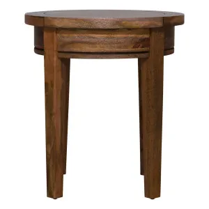 Mango Creek Round Side Table 50cm in Rustic Chocolate by OZ Design, a Side Table for sale on Style Sourcebook