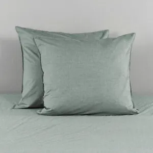 Vintage Pillowcase Pair - Forest Green Melange, European, Softwash Cotton by Canningvale, a Pillow Cases for sale on Style Sourcebook