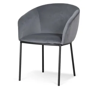 Ex Display - Rowena Dining Chair - Grey Velvet in Black Legs by Interior Secrets - AfterPay Available by Interior Secrets, a Dining Chairs for sale on Style Sourcebook