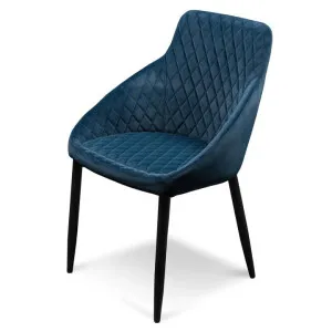 Ex Display - Rolf Dining Chair - Navy Blue Velvet in Black Legs by Interior Secrets - AfterPay Available by Interior Secrets, a Dining Chairs for sale on Style Sourcebook