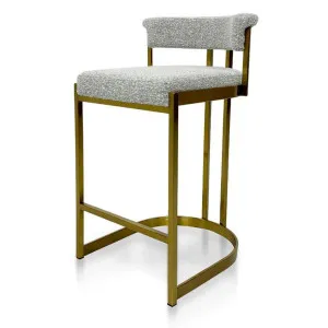 Ex Display - Adela Silver Grey Boucle Bar Stool - Golden Base by Interior Secrets - AfterPay Available by Interior Secrets, a Bar Stools for sale on Style Sourcebook