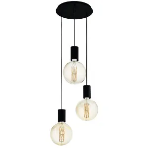 Eglo Pozueta 3 Light Pendant Black by Eglo, a Pendant Lighting for sale on Style Sourcebook