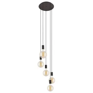 Eglo Pozueta 5 Light Pendant Black by Eglo, a Pendant Lighting for sale on Style Sourcebook
