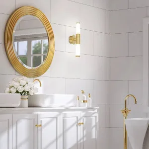 Eglo Palmera 1 2 Light LED Wall Light Brass by Eglo, a Outdoor Lighting for sale on Style Sourcebook