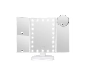 Tri-Fold Lighted Makeup Mirror with Magnification 3 colours available White by Luxe Mirrors, a Shaving Cabinets for sale on Style Sourcebook