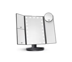Tri-Fold Lighted Makeup Mirror with Magnification 3 colours available Black by Luxe Mirrors, a Shaving Cabinets for sale on Style Sourcebook