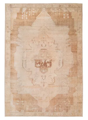 Sabine Cream and Rust Medallion Washable Rug by Miss Amara, a Persian Rugs for sale on Style Sourcebook