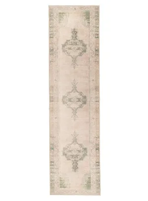 Janella Beige and Green Medallion Washable Runner Rug by Miss Amara, a Persian Rugs for sale on Style Sourcebook