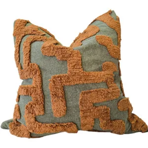 Romantic Nostalgia Cushion 55cm Square  - Green | Burnt Orange by null, a Cushions, Decorative Pillows for sale on Style Sourcebook