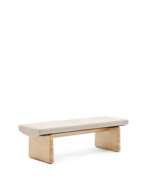 Topaz bench in beige chenille and FSC 100% solid ash wood in a natural finish, 150 cm by null, a Benches for sale on Style Sourcebook