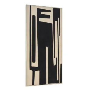 Salmi abstract painting in beige and black linen 210 x 110 cm by null, a Painted Canvases for sale on Style Sourcebook