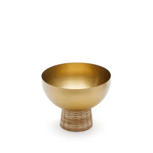 Suli small bowl made of gold-finished stainless steel and rattan by null, a Garden Decor for sale on Style Sourcebook