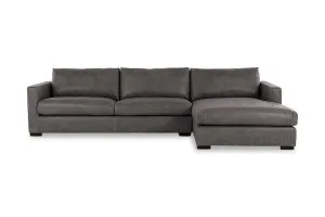 Urban Leather Right Chaise Sofa, Graphite, by Lounge Lovers by Lounge Lovers, a Sofas for sale on Style Sourcebook