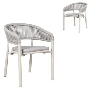 Set of 2 - Gonzalo Sand White Outdoor Dining Chair - Light Grey by Interior Secrets - AfterPay Available by Interior Secrets, a Dining Chairs for sale on Style Sourcebook