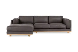 Nevada Leather Left Hand Chaise Sofa, Graphite, by Lounge Lovers by Lounge Lovers, a Sofas for sale on Style Sourcebook