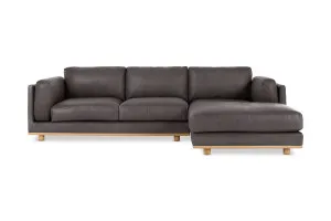 Nevada Leather Right Hand Chaise Sofa, Graphite, by Lounge Lovers by Lounge Lovers, a Sofas for sale on Style Sourcebook