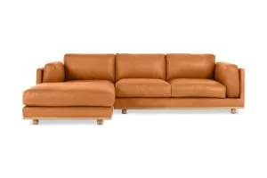 Nevada Leather Left Hand Chaise Sofa, Phoenix Tan, by Lounge Lovers by Lounge Lovers, a Sofas for sale on Style Sourcebook