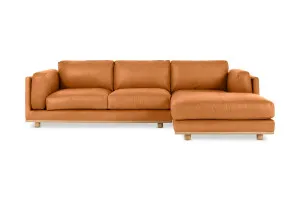 Nevada Leather Right Hand Chaise Sofa, Phoenix Tan, by Lounge Lovers by Lounge Lovers, a Sofas for sale on Style Sourcebook