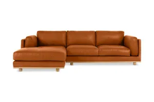 Nevada Leather Left Hand Chaise Sofa, Ranch Tan, by Lounge Lovers by Lounge Lovers, a Sofas for sale on Style Sourcebook