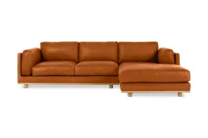 Nevada Leather Right Hand Chaise Sofa, Ranch Tan, by Lounge Lovers by Lounge Lovers, a Sofas for sale on Style Sourcebook