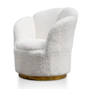 Ex Display - Elmer Lounge Chair - White with Brass Gold Base by Interior Secrets - AfterPay Available by Interior Secrets, a Chairs for sale on Style Sourcebook