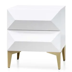 Ex Display - Olson Wooden Side Table - White with Gold Legs by Interior Secrets - AfterPay Available by Interior Secrets, a Side Table for sale on Style Sourcebook