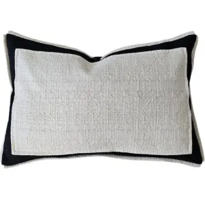 Dahlia Linen Cotton Cushion 40x60cm Lumbar - Black | Natural by null, a Cushions, Decorative Pillows for sale on Style Sourcebook
