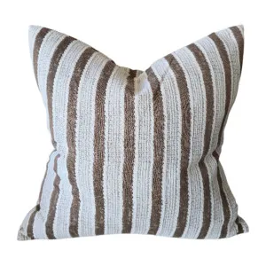 LAST ONE - Kali Linen Cotton Cushion 50cm Square - Chocolate Brown Striped by null, a Cushions, Decorative Pillows for sale on Style Sourcebook