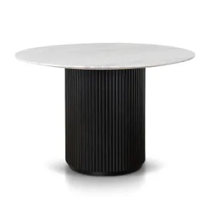 Ex Display - Elino 1.2m Round White Marble Dining Table - Black by Interior Secrets - AfterPay Available by Interior Secrets, a Dining Tables for sale on Style Sourcebook