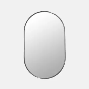 Brushed Nickel Pill Shape Bathroom Mirror - 90cm x 56 by Luxe Mirrors, a Vanity Mirrors for sale on Style Sourcebook