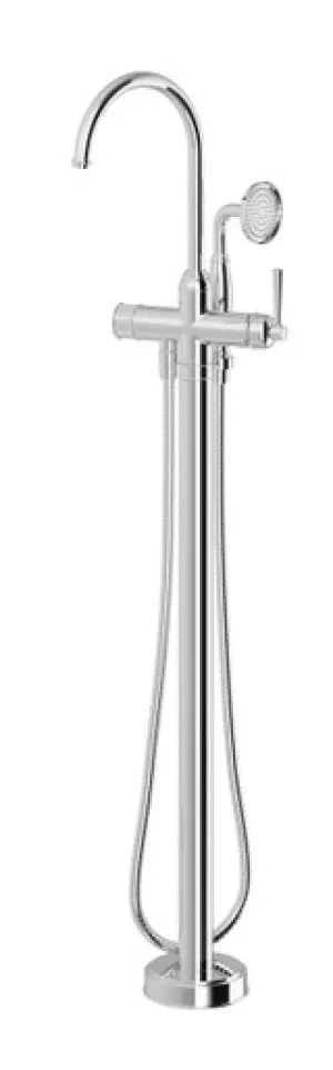 Cromford Floor Mounted Bath Mixer With Hand Shower | Made From Brass In Chrome Finish By Phoenix by PHOENIX, a Bathroom Taps & Mixers for sale on Style Sourcebook