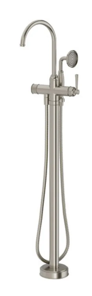 Cromford Floor Mounted Bath Mixer With Hand Shower | Made From Brass In Brushed Nickel By Phoenix by PHOENIX, a Bathroom Taps & Mixers for sale on Style Sourcebook