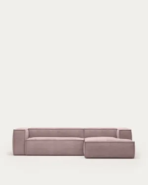 Blok 3-seater sofa with right chaise longue thick pink corduroy 300 cm by null, a Sofas for sale on Style Sourcebook