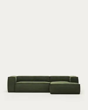 Blok 3-seater sofa with right chaise longue thick green corduroy 300 cm by null, a Sofas for sale on Style Sourcebook