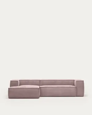 Blok 3-seater sofa with left chaise longue thick pink corduroy 300 cm by null, a Sofas for sale on Style Sourcebook