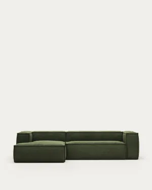 Blok 3-seater sofa with left chaise longue thick green corduroy 300 cm by null, a Sofas for sale on Style Sourcebook
