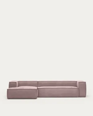 Blok 4-seater sofa with left chaise longue thick pink corduroy 330 cm by null, a Sofas for sale on Style Sourcebook