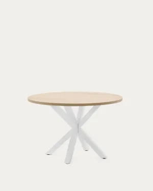 Argo round table with oak-effect melamine top and white-finished steel legs, Ø120 cm by null, a Dining Tables for sale on Style Sourcebook