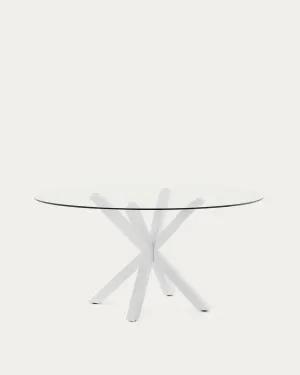 Argo round table with glass top and white-finished steel legs, Ø150 cm by null, a Dining Tables for sale on Style Sourcebook