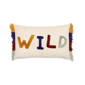 Zelda white cotton cushion cover with multicoloured embroidered letters, 30 x 50 cm by null, a Kids Cushions for sale on Style Sourcebook