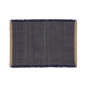 Silati set of 2 blue individual linen and cotton placemats with fringes by null, a Garden Decor for sale on Style Sourcebook