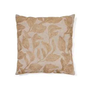 Sorima cushion cover in beige cotton and jute floral embroidery feature, 45 x 45 cm by null, a Cushions, Decorative Pillows for sale on Style Sourcebook