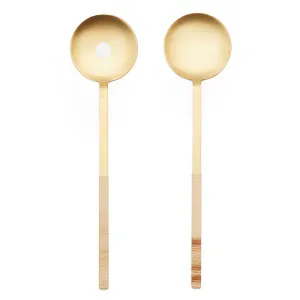 Suli set of 2 gold-finished stainless steel and rattan kitchen utensils by null, a Garden Decor for sale on Style Sourcebook