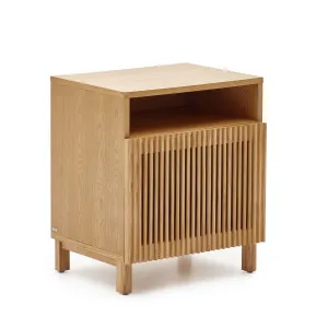 Beyla solid oak wood beside table with oak veneer, 53 x 62 cm FSC 100% by null, a Bedside Tables for sale on Style Sourcebook