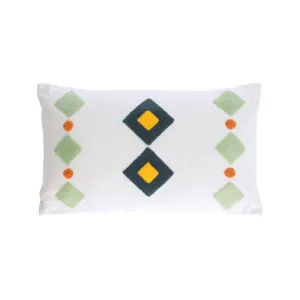 Itri 100% cotton multi-colour rhombus cushion cover white 30 x 50 cm by null, a Decorative Accessories for sale on Style Sourcebook
