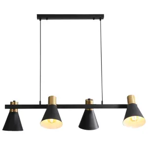 Oriel Lighting Norbert 4 Light Pendant Black and Satin Brass by Oriel Lighting, a Pendant Lighting for sale on Style Sourcebook